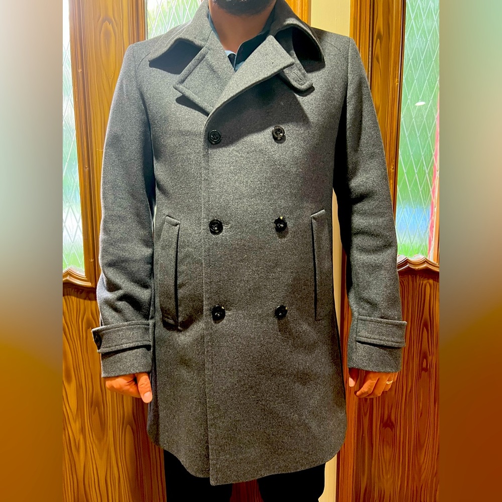 EUC HUGO BOSS gray wool-blend overcoat sz 42L
